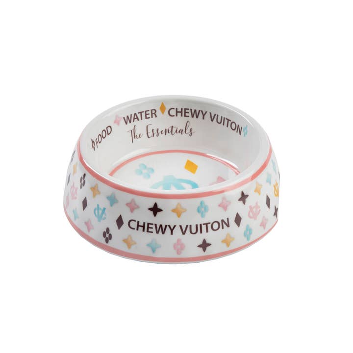 Haute Diggity Dog - Wholesale Pet Bowl - Cat/Dog - White Chewy Vuiton Dog Bowl - 3 Sizes!! Dog Food Bowl