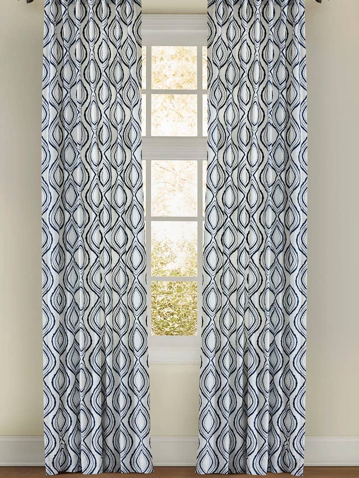 Kas-Blue Cotton/Linen Blend Curtain Panel for wholesale by Emdee International