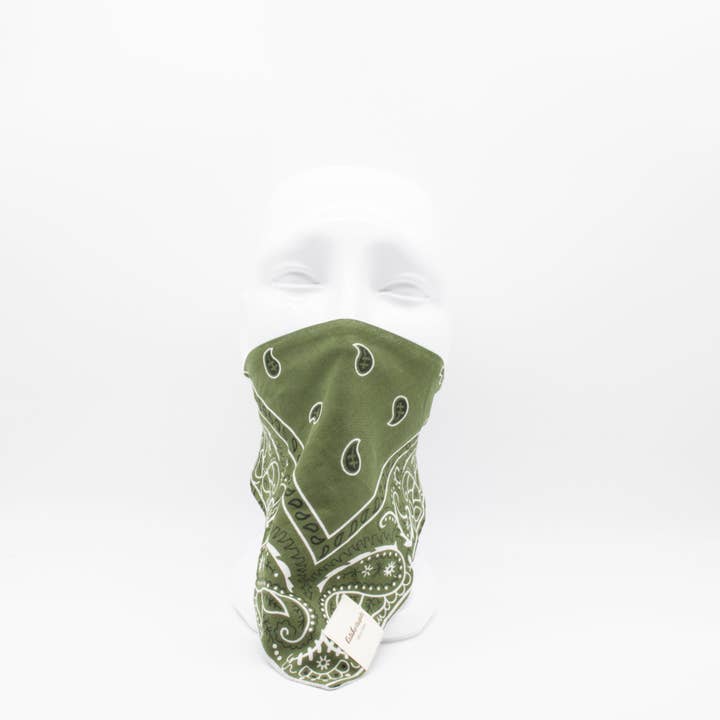 MASKDANNA VINTAGE LAVAGE BANDANA VERT ARMÉE pour la vente par Maskdanna by Califortunate