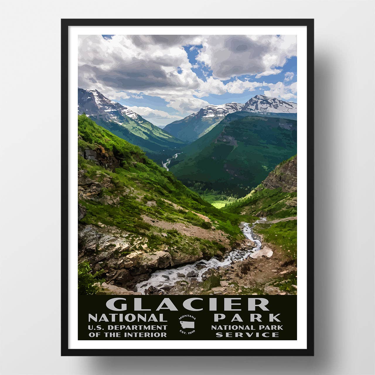 Just Go Travel Studios - Wholesale Poster - Glacier National Park Poster-WPA (Going-to-the-Sun Road) - WS1