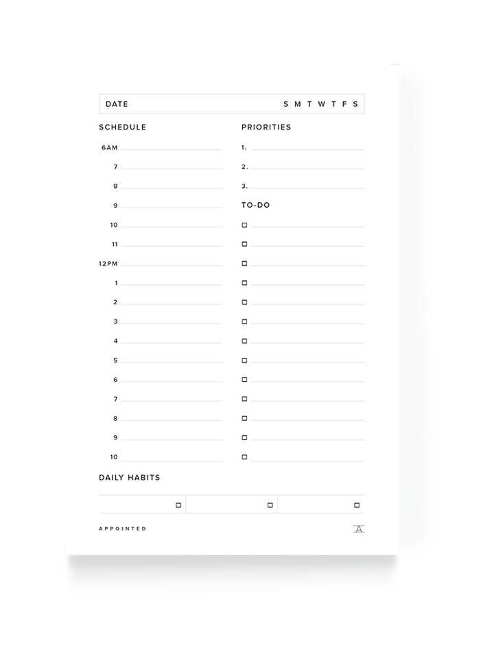 Daglig uppgiftsblock för wholesale av Appointed