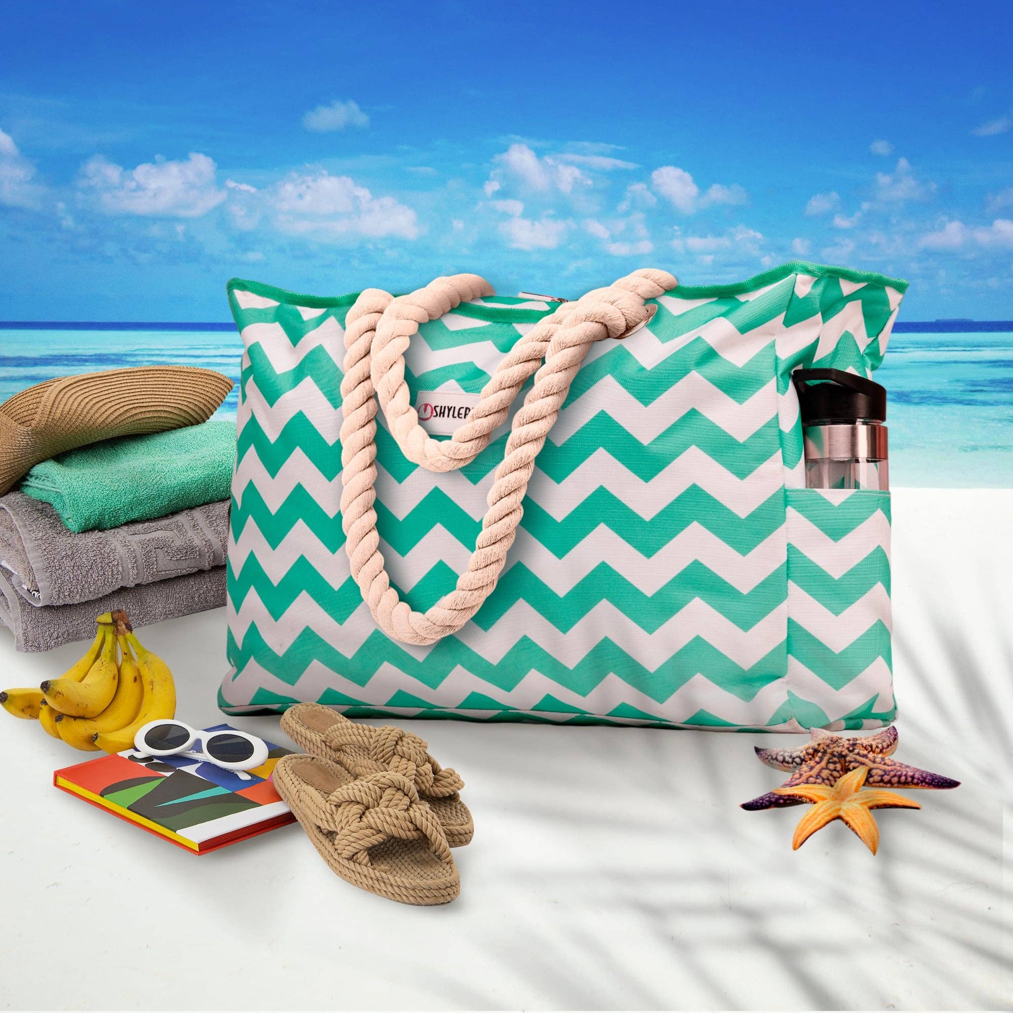 Beach Bag and Pool Bag | Waterproof | Turquoise Green Turtle for wholesale on Faire7