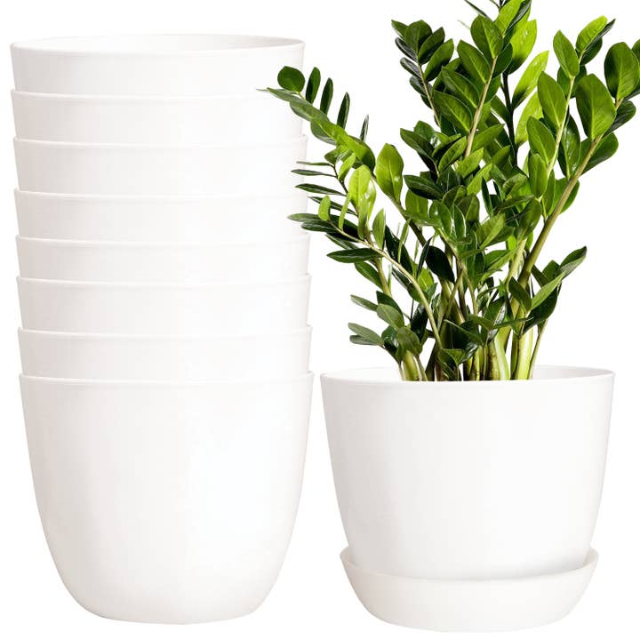 Youngever 8 Pack 5.5 Inch Plastic Planters with Saucers Pots and other Purchase Wholesale plastic planters. Free Returns & Net 60 Terms on Faire trending on Faire.