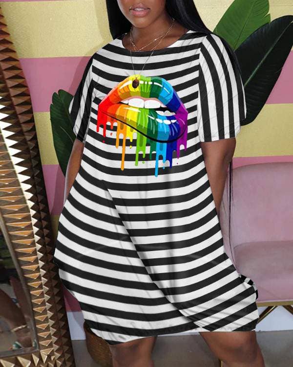 Flarix - Wholesale Dress - Women's - eyelash print short sleeve tshirt dress6