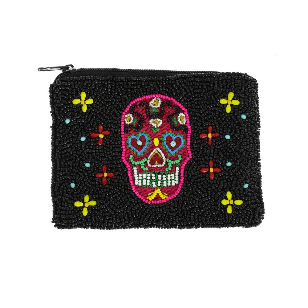 SP Sophia Collection - Wholesale Coin Purse - Women's - Handmade Colorful Sugar Skull Beaded Coin Bag0