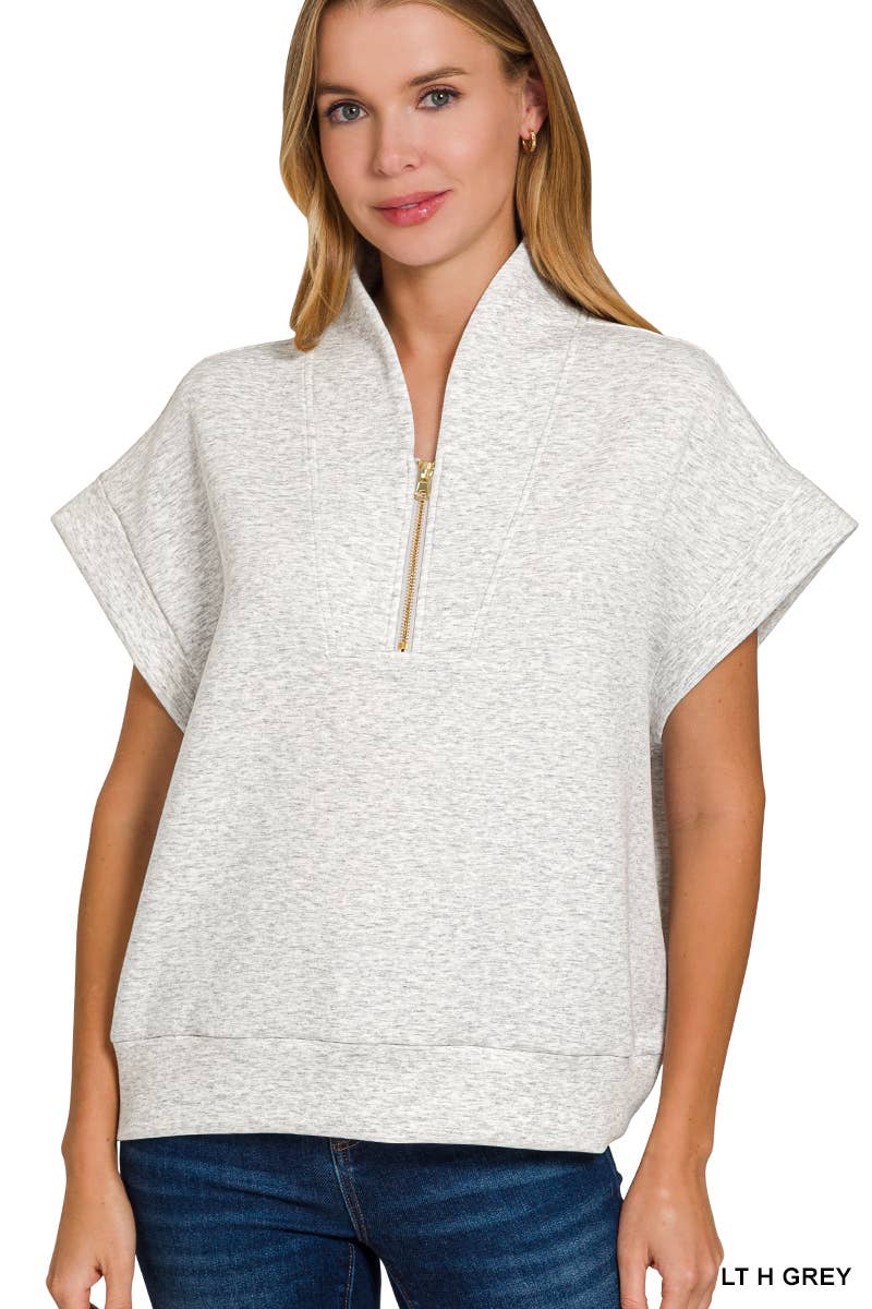 42POPS - Wholesale Sweatshirt - Women's - Scuba High Neck Half Zip Sweatshirt Top4