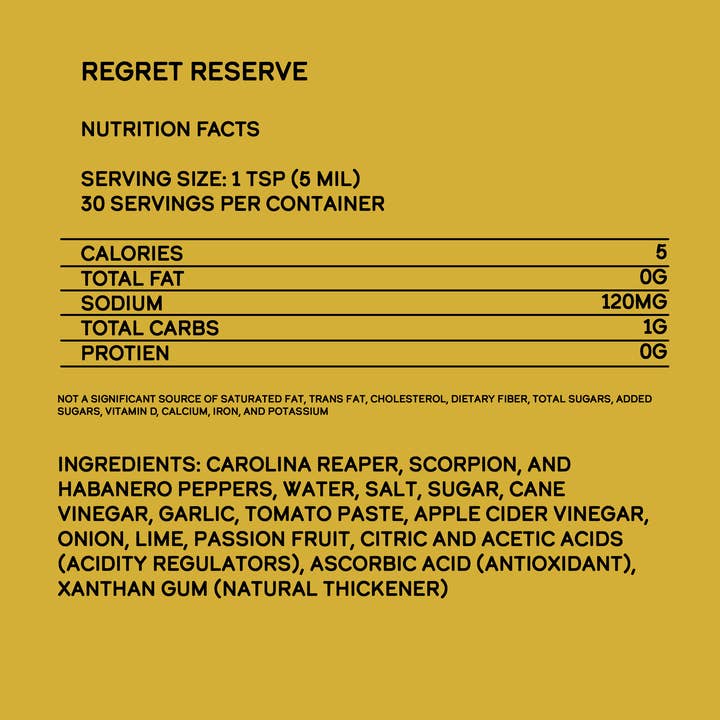 Elijah's Xtreme Gourmet Sauces - Venta al por mayor Salsas picantes - Salsa Picante Regret Reserve