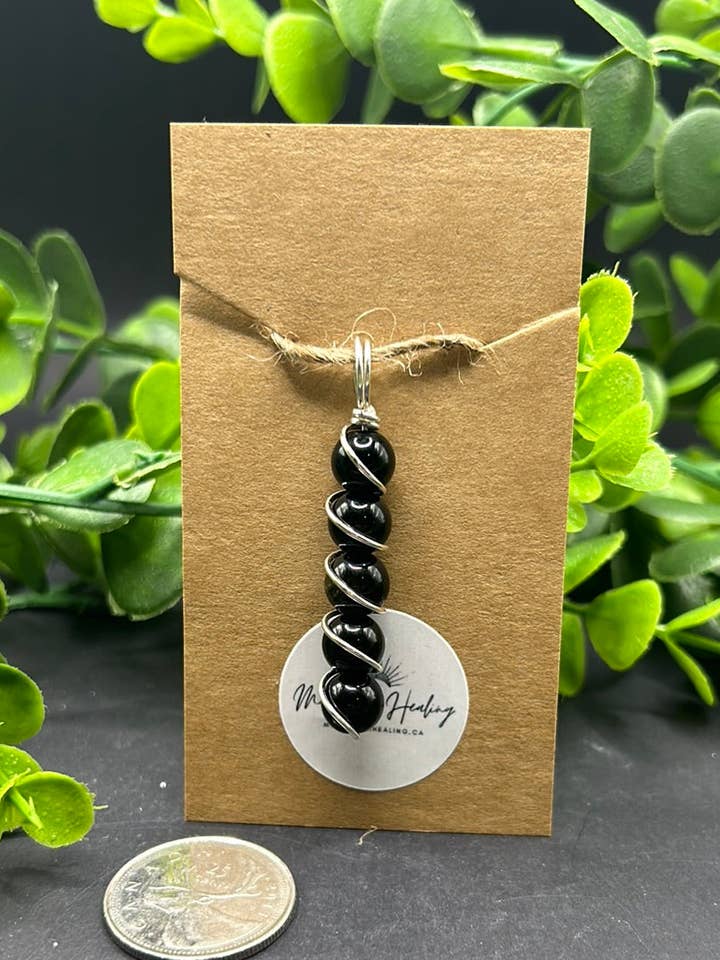 Svart obsidian trådlindat hänge för wholesale av Moonbeam Healing