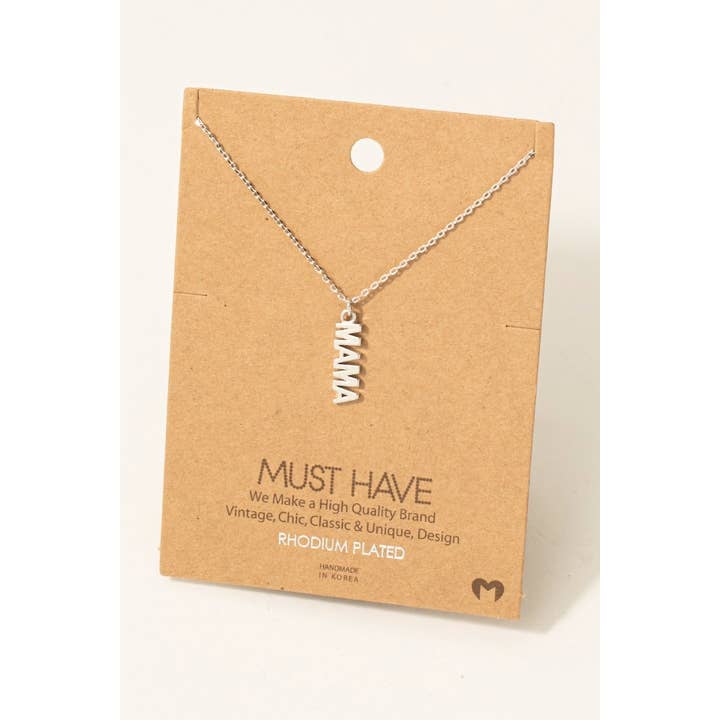 Fame Accessories - Wholesale Pendant/Charm Necklace - Gold Dipped Flat Mama Pendant Necklace