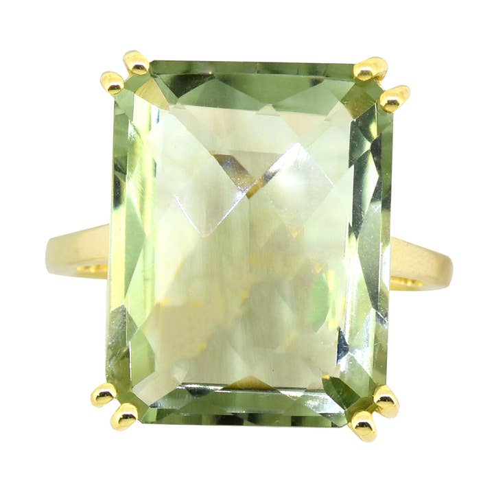 Verguld Zilver Groene Amethist Vlam Ring RLR40396 voor wholesale door Tiramisu