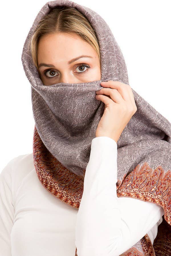 Cap Zone - Wholesale Scarf - Women's - Luxury Delicate Paisley Versatile Wrap Faux Pashmina22