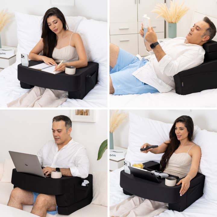 TabCouchCaddy - Wholesale Chair cushion - Reading Pillow for Gaming – Lap Desk & Arm Rest (Black)5