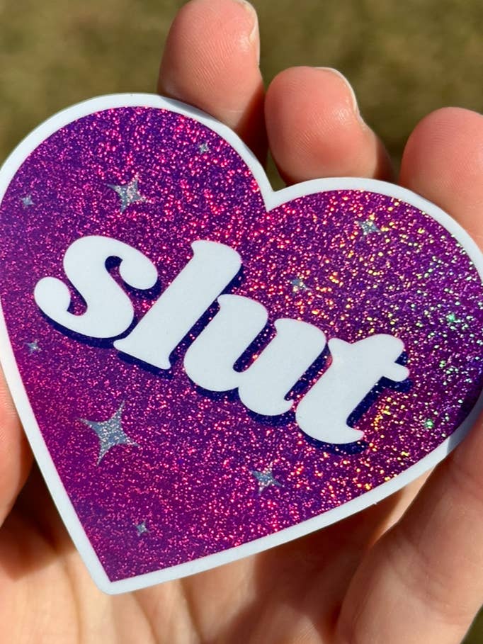 Slut Glittery Pink Sticker for wholesale by ShlemonArt