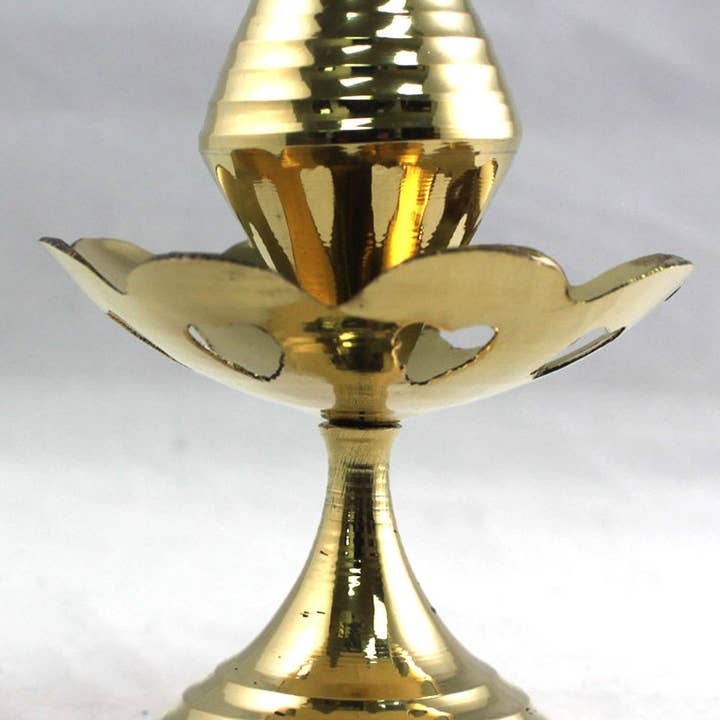 Medium Brass Lotus Beehive Pedestal for wholesale by The Incense Sampler Works