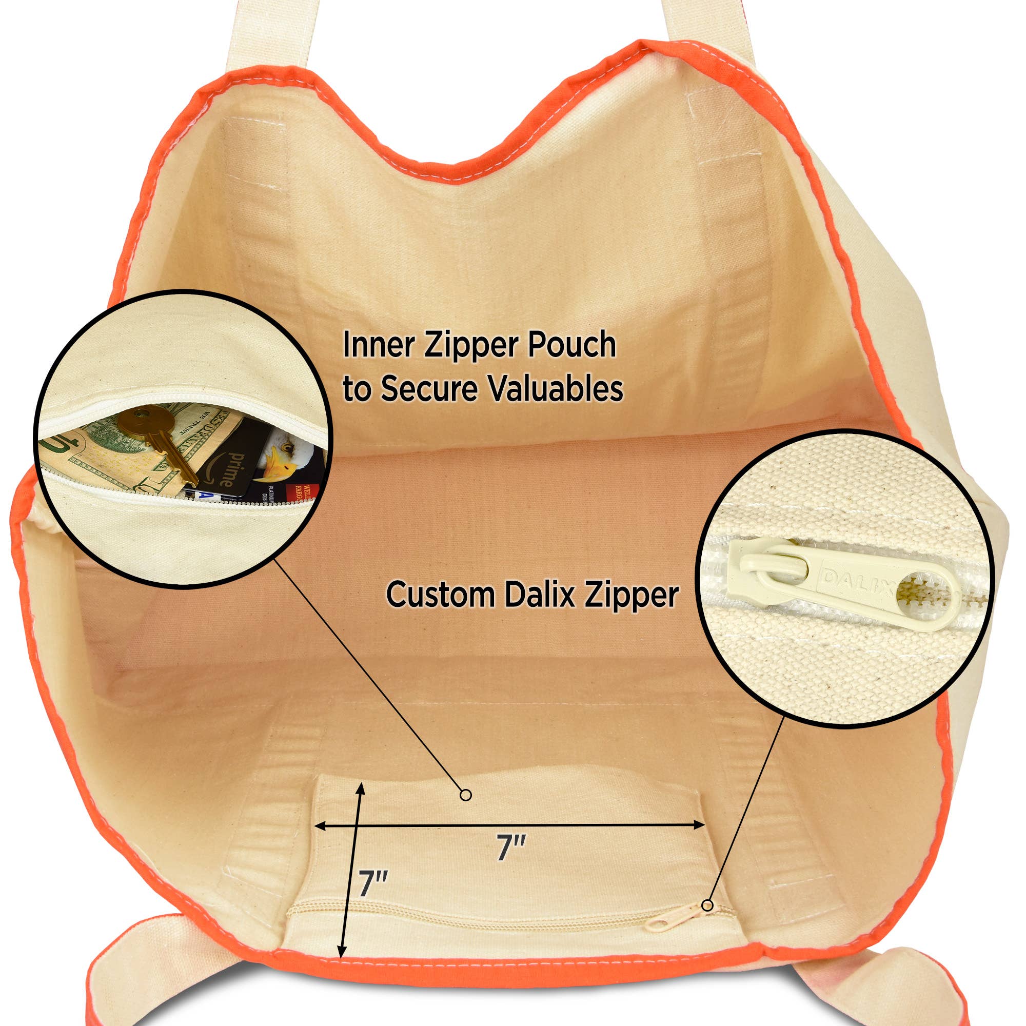 Dalix - Wholesale Tote Bag - Women's - DALIX 22" Open Top Heavy Duty Deluxe Tote Bag Outer Pocket33