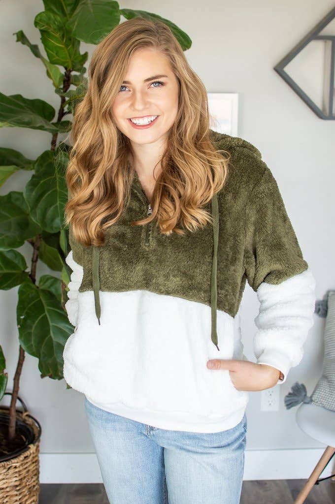 Rogue Society Apparel®️ - Wholesale Hoodie - Women's - Sherpa Hoodie | Olive1