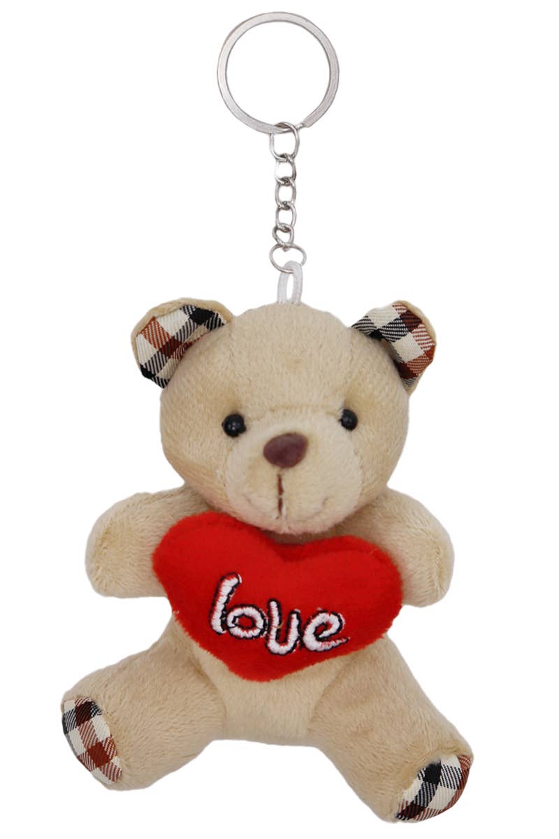 Cap Zone - Wholesale Keychain – Women's - Mini Love Heart Teddy Bear Plush Keychain3