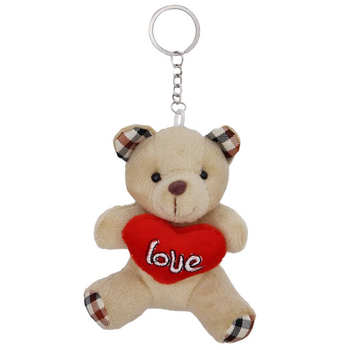 Cap Zone - Wholesale Keychain – Women's - Mini Love Heart Teddy Bear Plush Keychain3