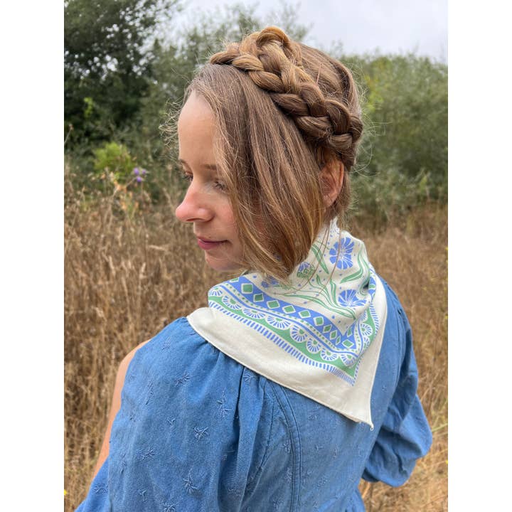 Lili Arnold - Wholesale Bandana - Women's - Organic Cotton + Hemp Bandana - Cornflower5