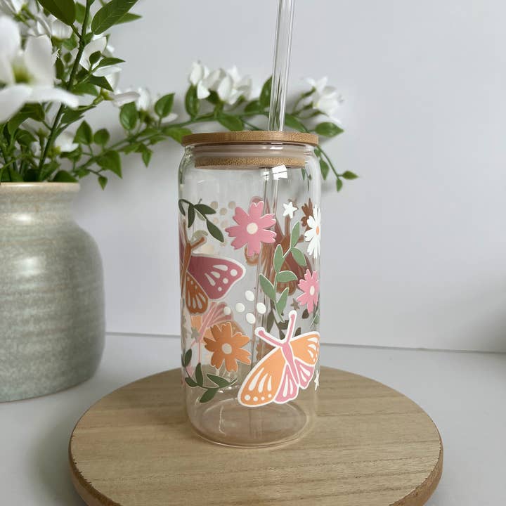 Birdie & Co. – wholesale Dricksglas och koppar – Fjäril och blomma burkglas, vår iskaffeglas3