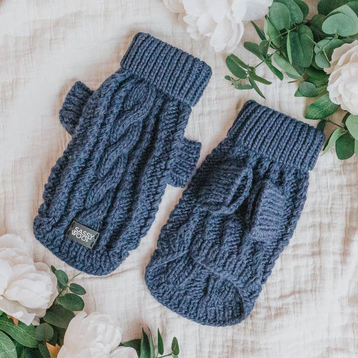 Pet Cable Knit Sweater - Navy for wholesale by SASSY WOOF