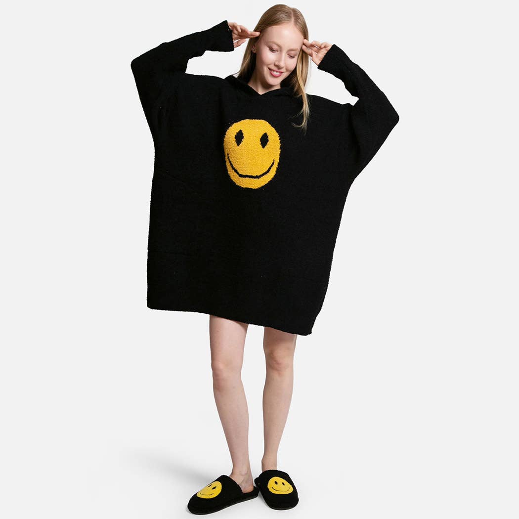 Fashion City - Wholesale Hoodie - Women's - Hooded Happy Face Snuggie with Pocket0