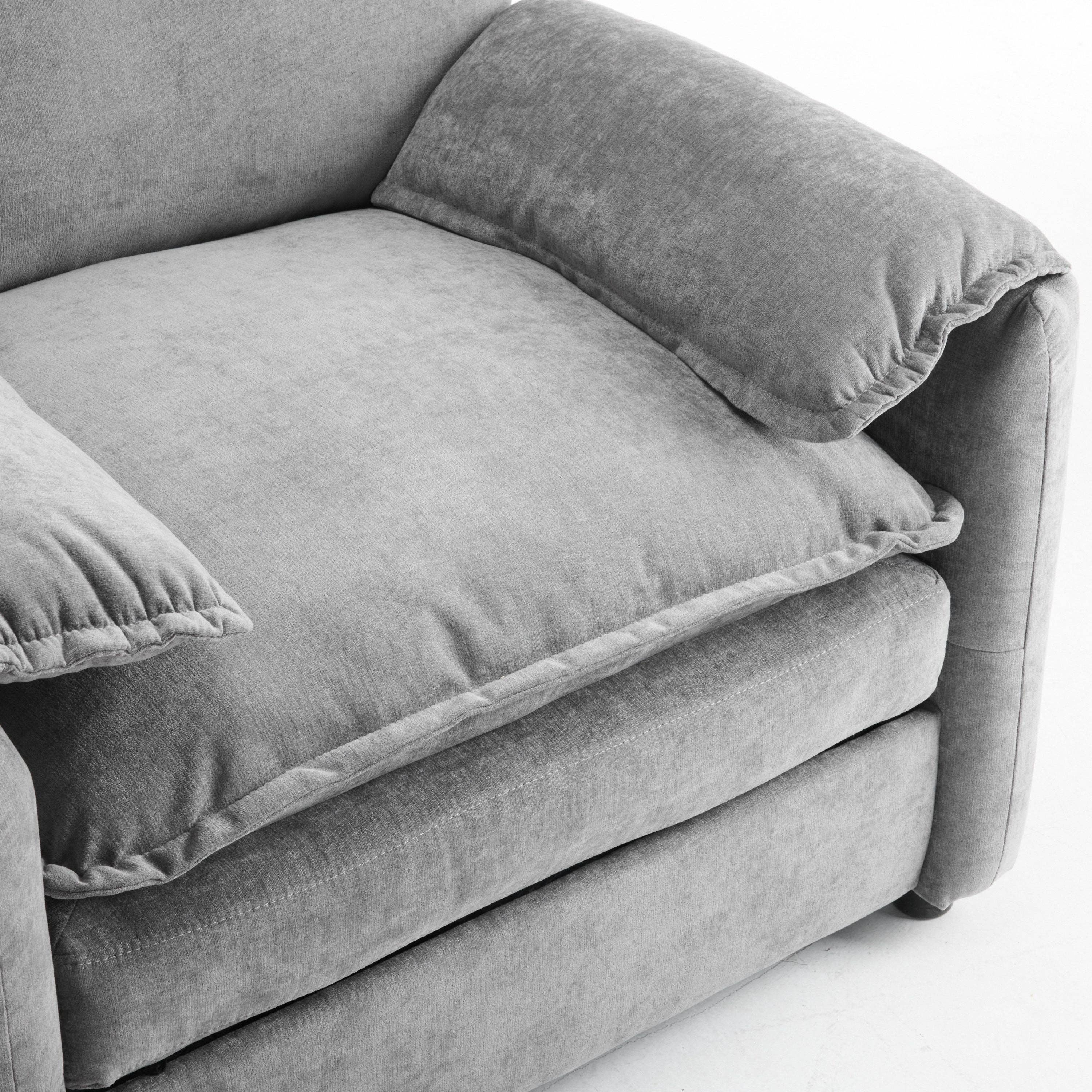 HOMYCASA DESIGN INC - Vente Chaises - Fauteuil Lounge en Chenille Moelleuse - Grand Fauteuil de Lecture avec Coussins Épais, Support Dossier Haut, Gris17