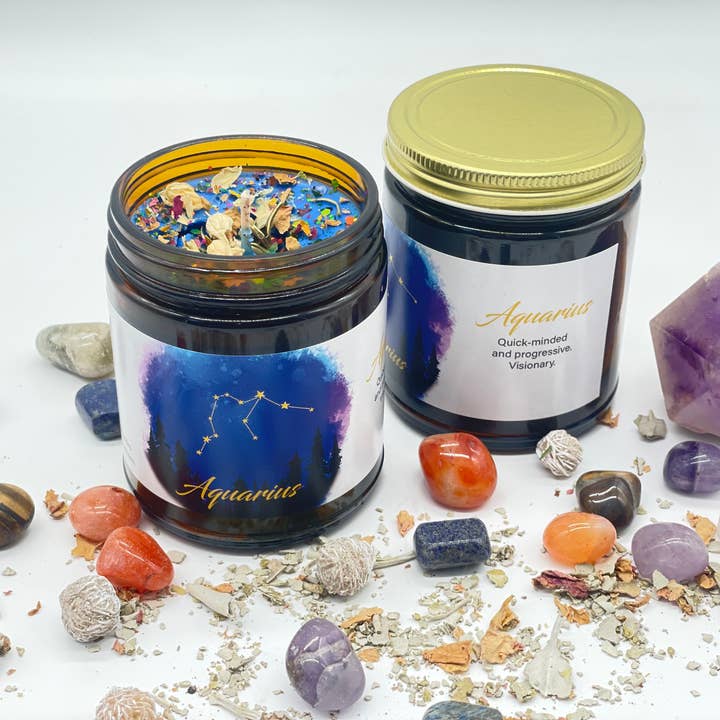 The Wandering Caravan - Wholesale Jar/Filled Candle - Zodiac Candles- Individual- Soy Wax10