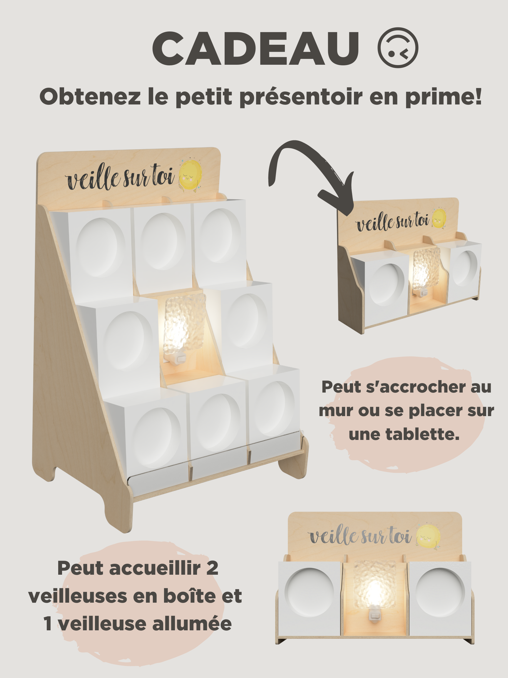 Shine on me Distribution - Wholesale Candle Holder - Night light display - Large 9 places - Veille sur toi2