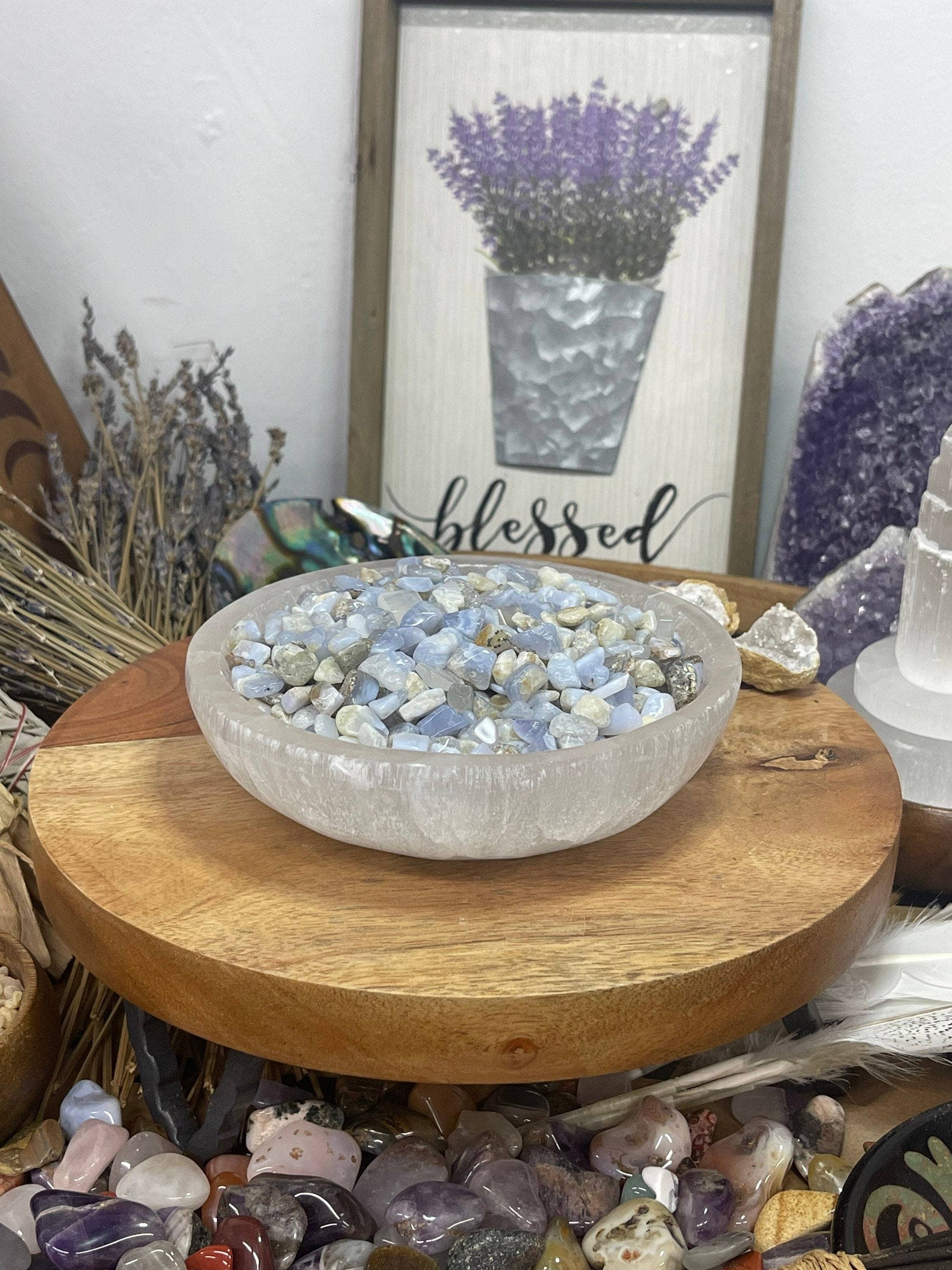 CaNatureLover - Wholesale Spiritual Stone/Crystal - Natural Blue Lace Agate Tumble Loose Stone Chips7