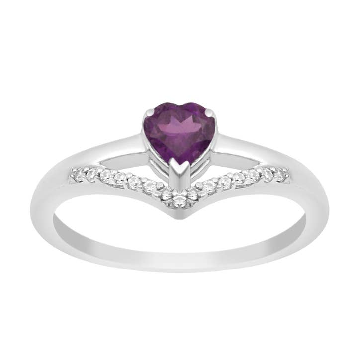 Sterling Silver Love Heart Cut 5MM Amethyst Engagement Rings for wholesale by Star Joya