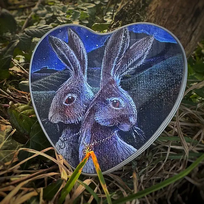 Hannah Willow Art - Wholesale Decorative Box - Heart Shaped valentine hare tin1
