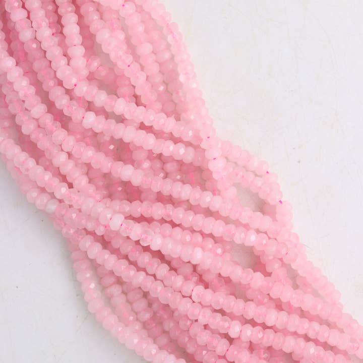 Perles à facettes en quartz rose 5x8 mm pour la vente par Mi Esperanza Minerals