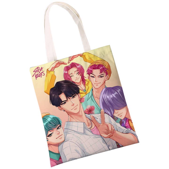 Auraquise - Wholesale Tote Bag - Women's - K-Pop Demon Hunters & Fansa Boy Group Double-Sided Printed Canvas Tote Bag, Large Capacity Shoulder Bag9