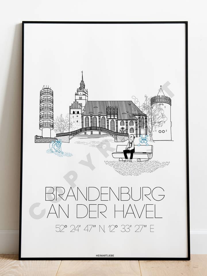 PRINT - SKYLINE OF BRANDENBURG AN DER HAVEL for wholesale by HEIMARTLIEBE®