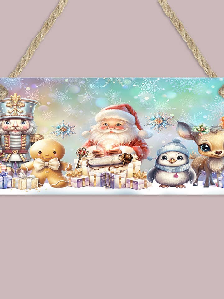 Christmas Santa Deer Colorful Holiday Wall Sign for wholesale by Cali Boutique Wholesale