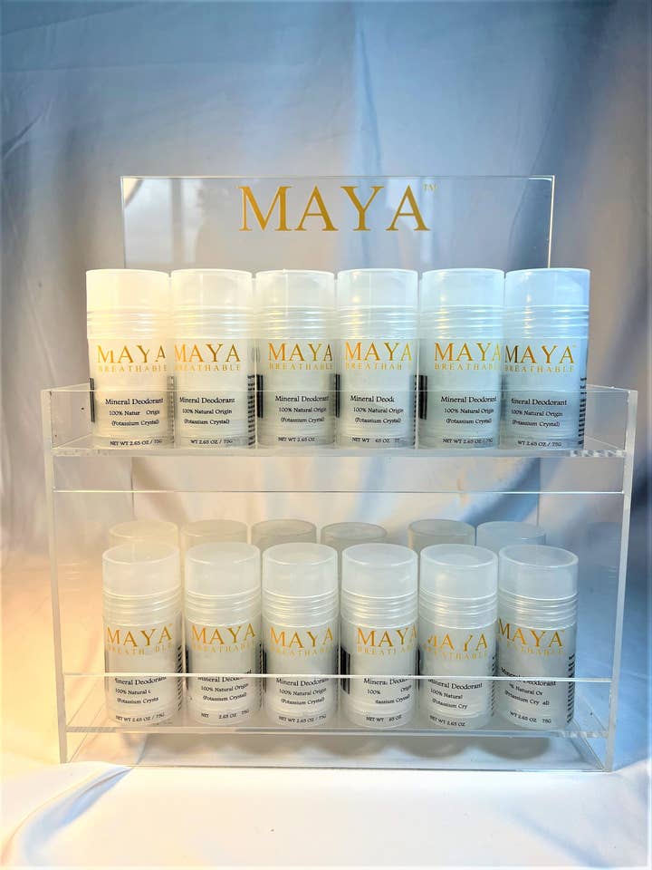 Présentoir Déodorant Minéral pour la vente par MAYA Cosmetics