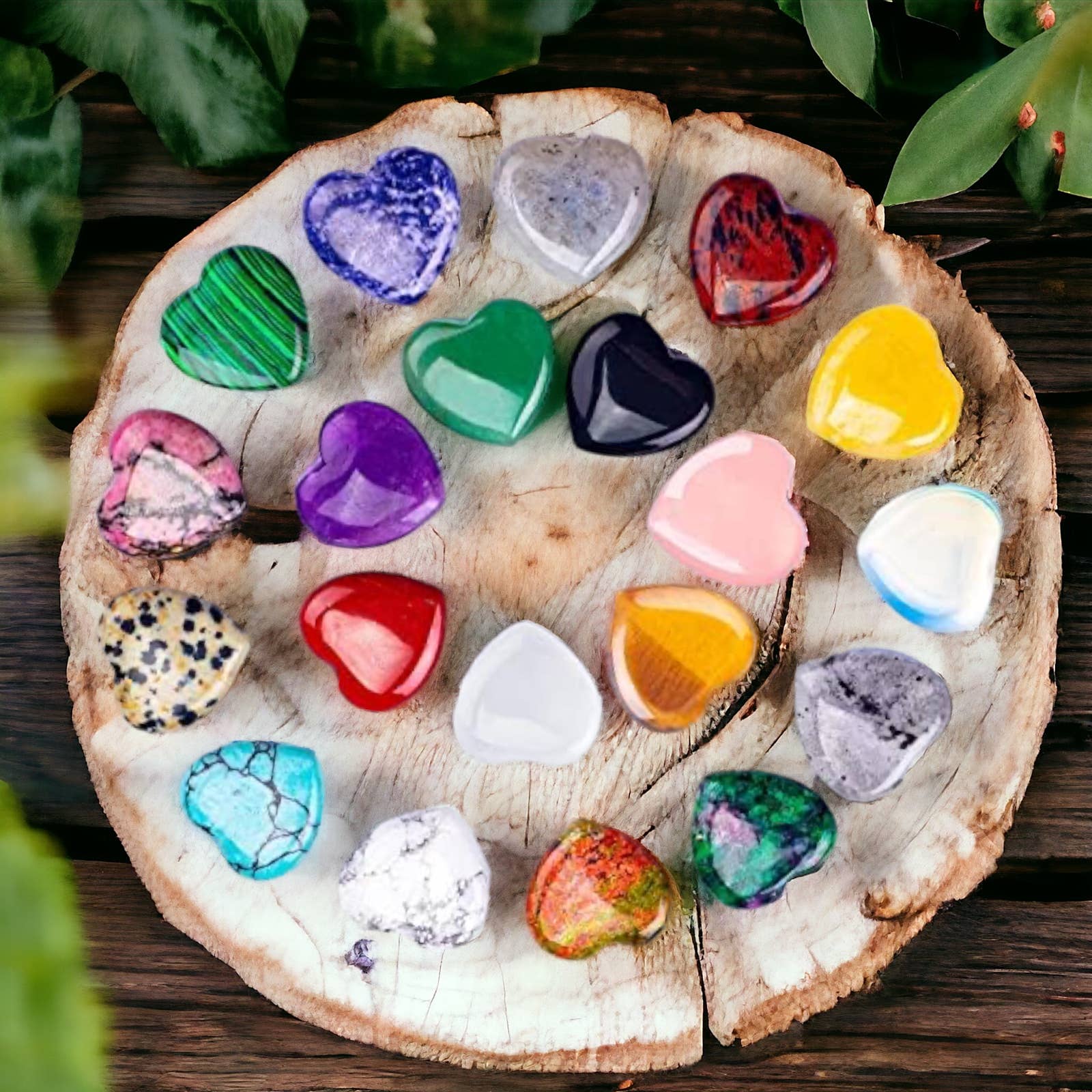 Wax Apothecary - Wholesale Spiritual Stone/Crystal - 💕 Crystal Mini Heart Stone Assortment ❤️💛💚💙💜🖤4