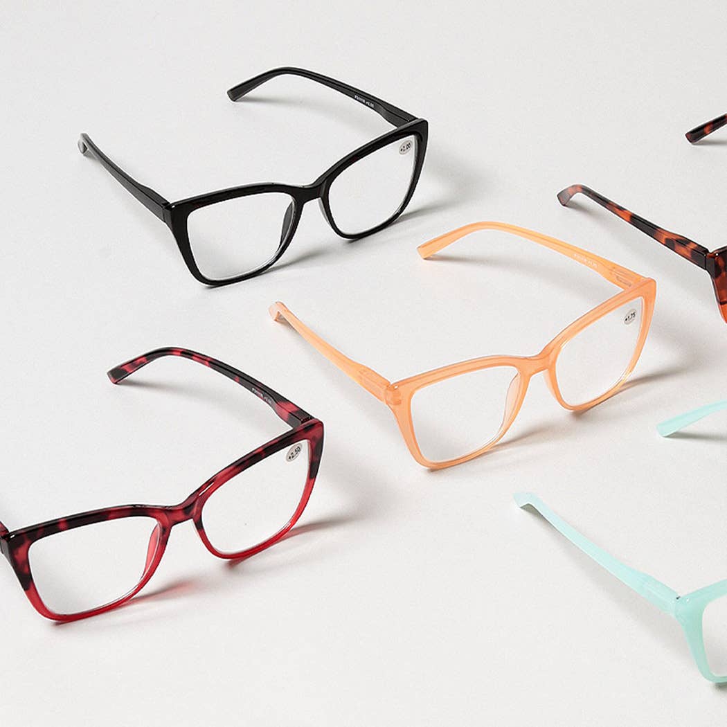  ASSORTED COLORS Women's Cat Eye Frame Reading Glasses for wholesale on Faire6