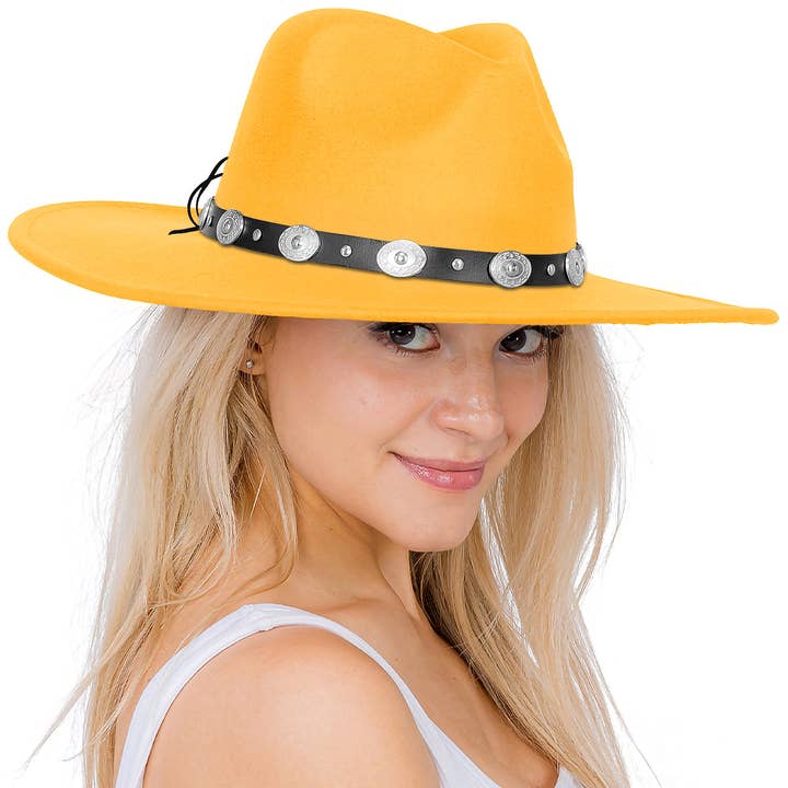 Cap Zone – Fedora - Mulher por atacado – Chapéu de Feltro Rancher de Aba Larga com Cinto de Conchas17