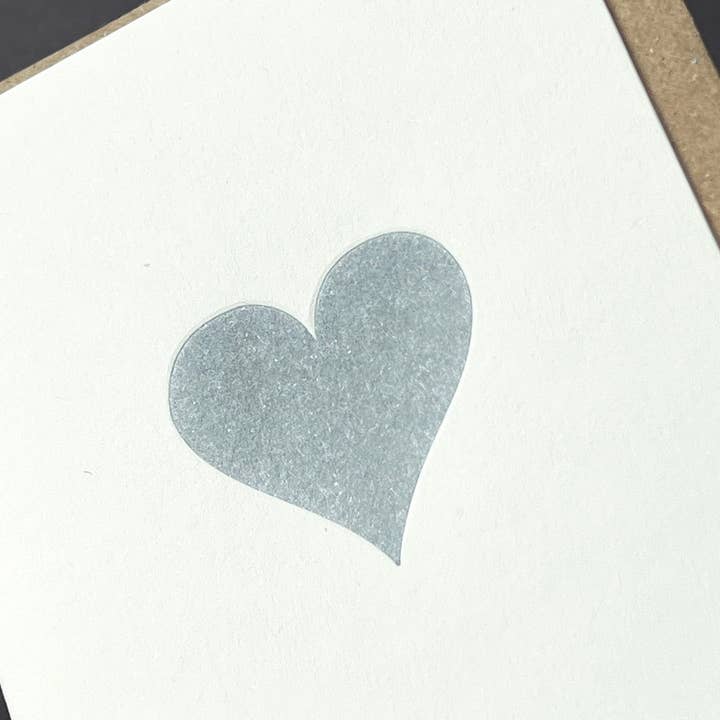 Penguin Ink - Wholesale Love card - Silver Heart Letterpress Card | Heart Notecard | Love Card2