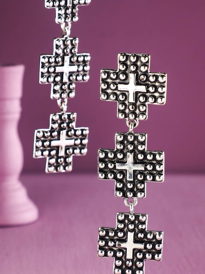 Western Cross 3 Dangle Earring for wholesale by Urbanista
