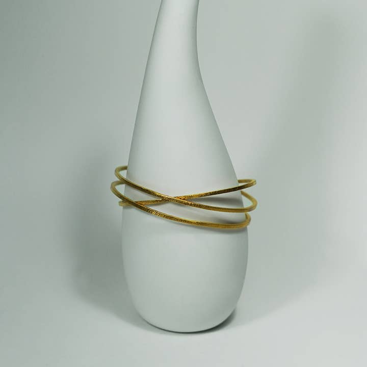 Pulsera Plata Tipo Esclava De 3 Vueltas Con Baño De Oro para venta al por mayor de Tass Joies España