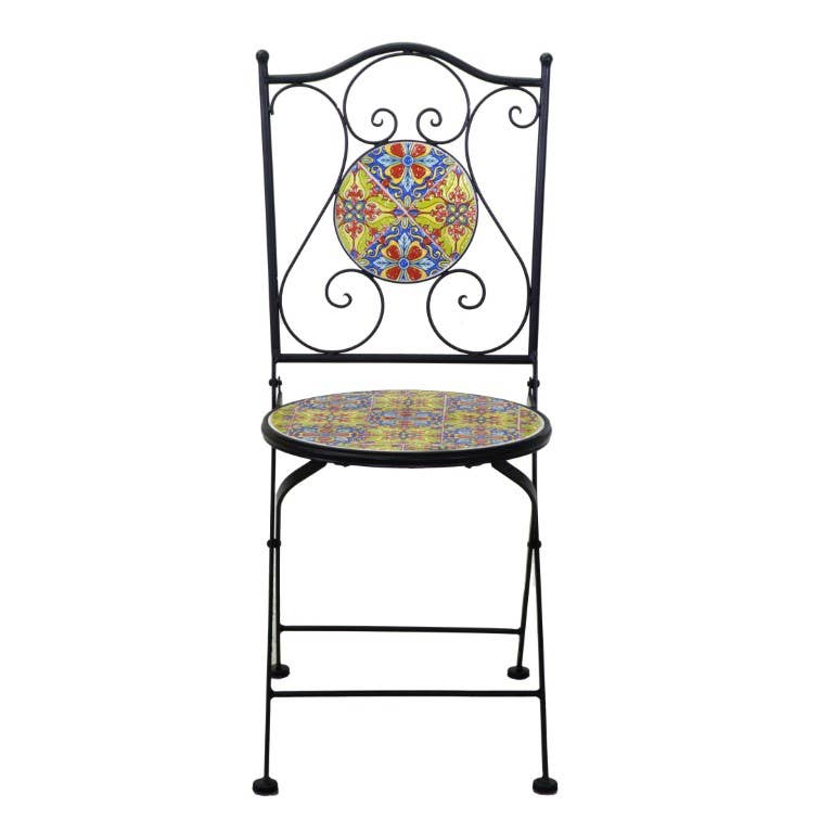 Multicolor Catania Round Metal Mosaic Table With 2 Chairs CMø60h75 for wholesale on Faire3