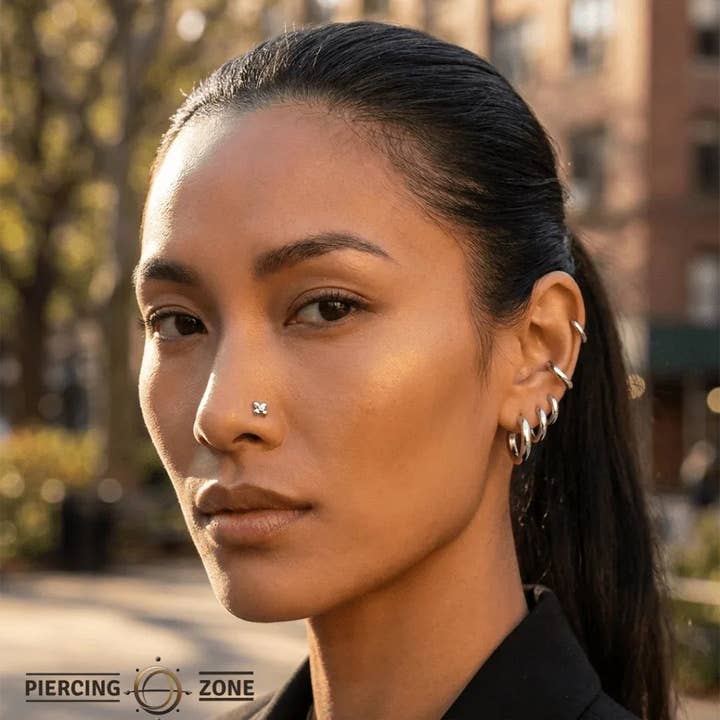 Piercing-zone - Wholesale Single Earring - Four Beads With Gem – 14K/18K Gold Threadless End2