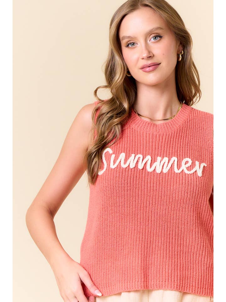 Doe and Rae - Wholesale Knit Sweater - Women's - ROUND NECK SUMMER SWEATER TANK TOP - 44943T-1
