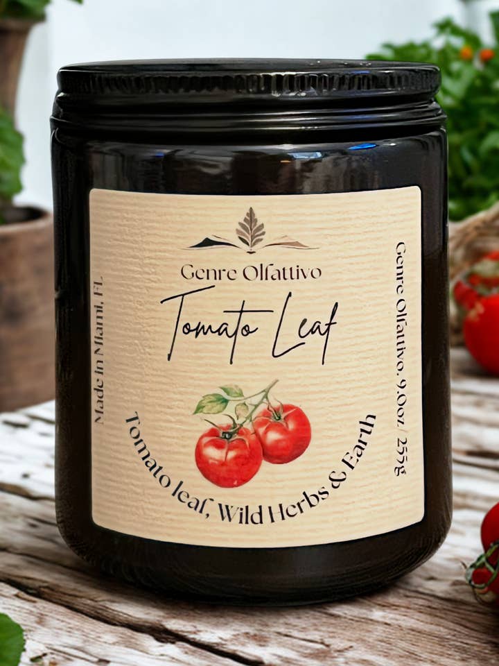 Tomato Leaf 9oz Amber Jar Candle for wholesale by Genre Olfattivo