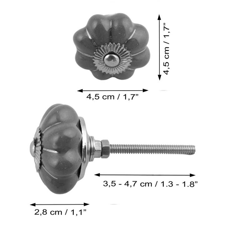 Tribal Trade GmbH - Wholesale Knob/Pull - Shabby chic rosette monochrome red ceramic furniture knob