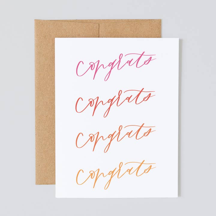 Ombre Grattis kalligrafi, Grattis kort för wholesale av Lady Lo Design