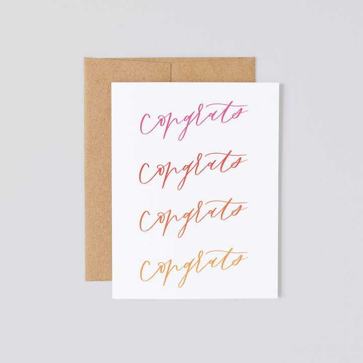 Calligraphie Ombre Congrats, carte de félicitations pour la vente par Lady Lo Design